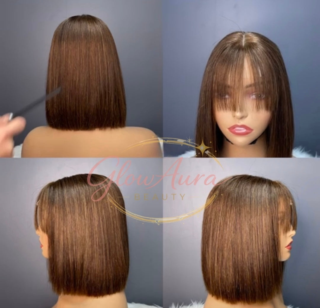 Glow Stella | Bob Wigs - Raw Hair - Brun chocolat